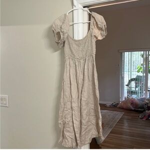 Beach wood baby midi 100% linen dress Menorca dress in Moon